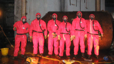 Asbestos removal team